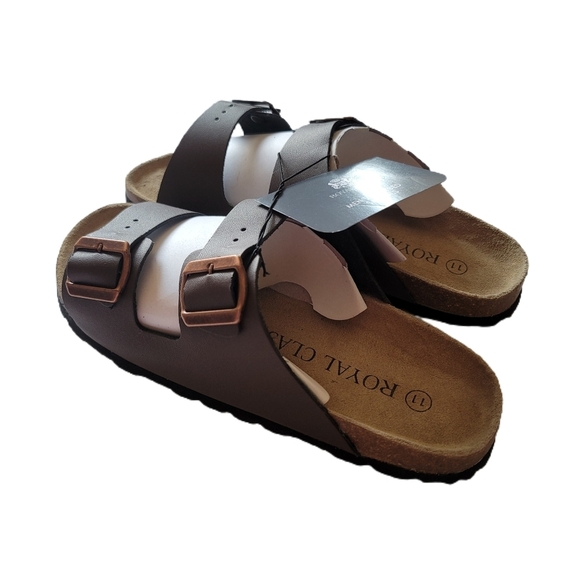 Royal Class Footbed Sandals Mens Size 11 Brown New - Picture 2 of 6